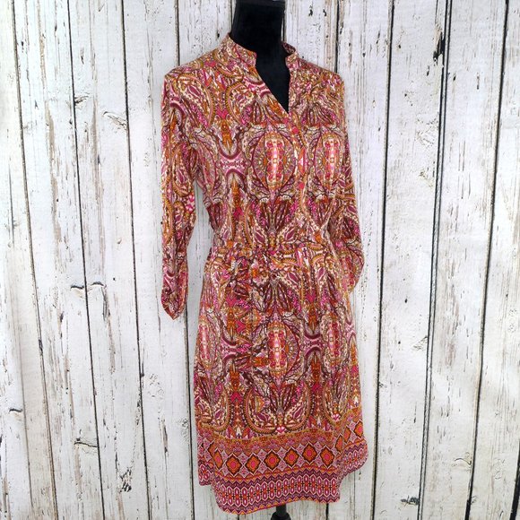 Moroccan tile Print Shift Dress Vibrant Boho - Picture 2 of 3